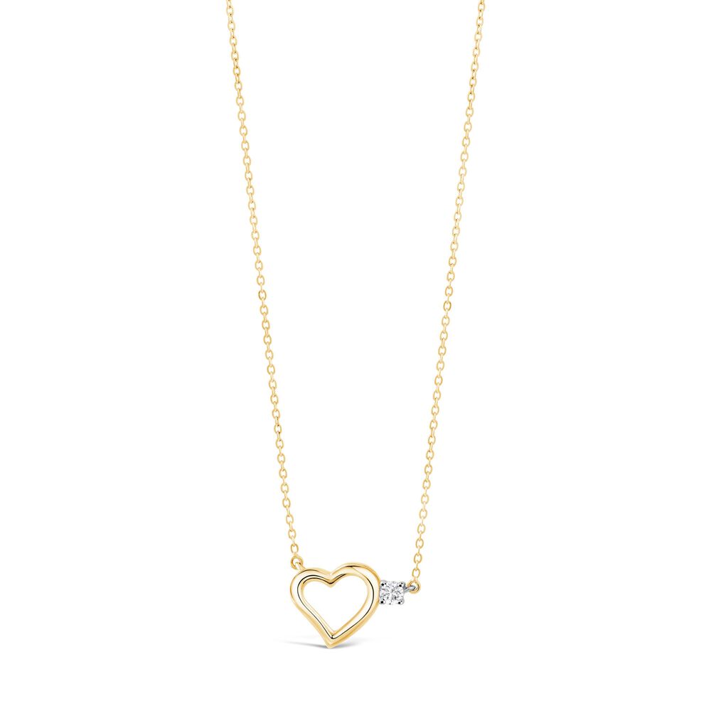 9ct Gold Cubic Zirconia Heart Necklace image number 0