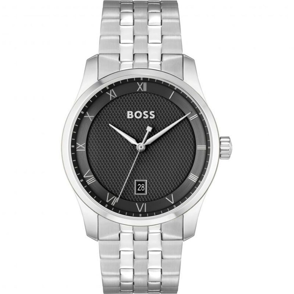 BOSS Principle 41mm Black Dial 3 Hands Mesh Bracelet Watch image number 0