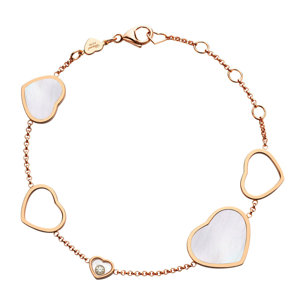 Chopard 18ct Rose Gold Happy Hearts Diamond & Pearl Bracelet image number 0