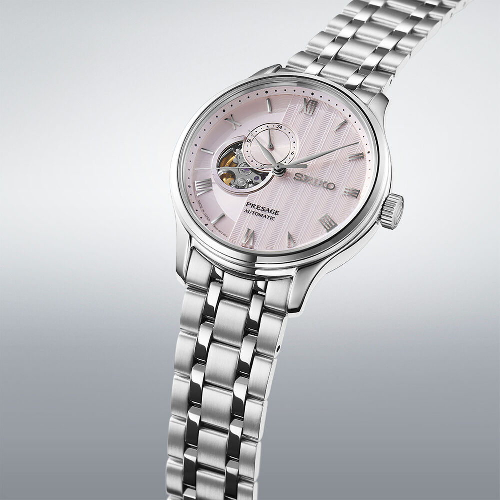 Seiko Presage Zen Garden Kyoto Cherry Blossom 41.8mm Dial Steel Bracelet Watch image number 2