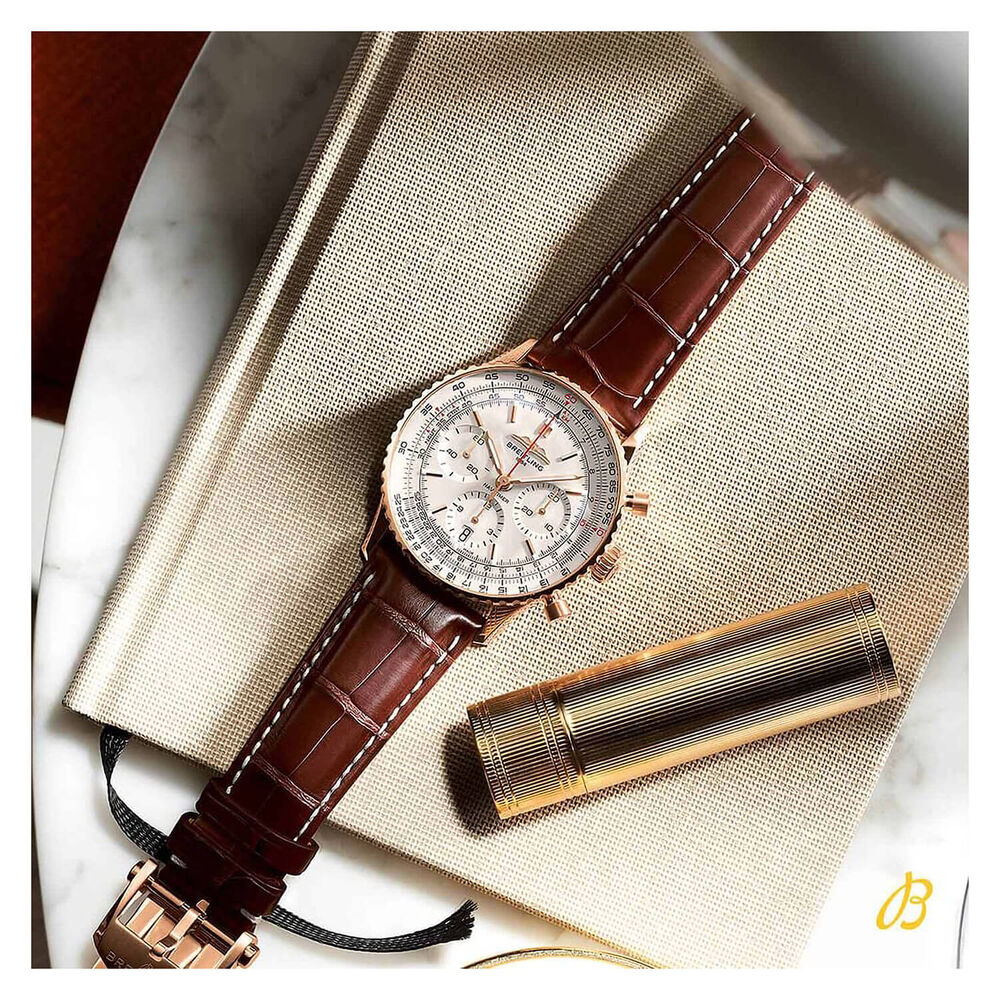 Breitling Navitimer B01 Chronograph 41 Silver Dial Brown Strap Watch image number 5