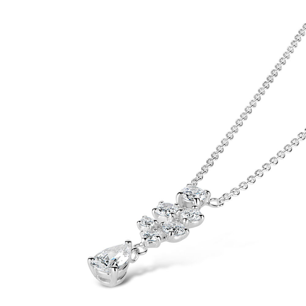 Sterling Silver Cubic Zirconia Scatter & Drop Necklet