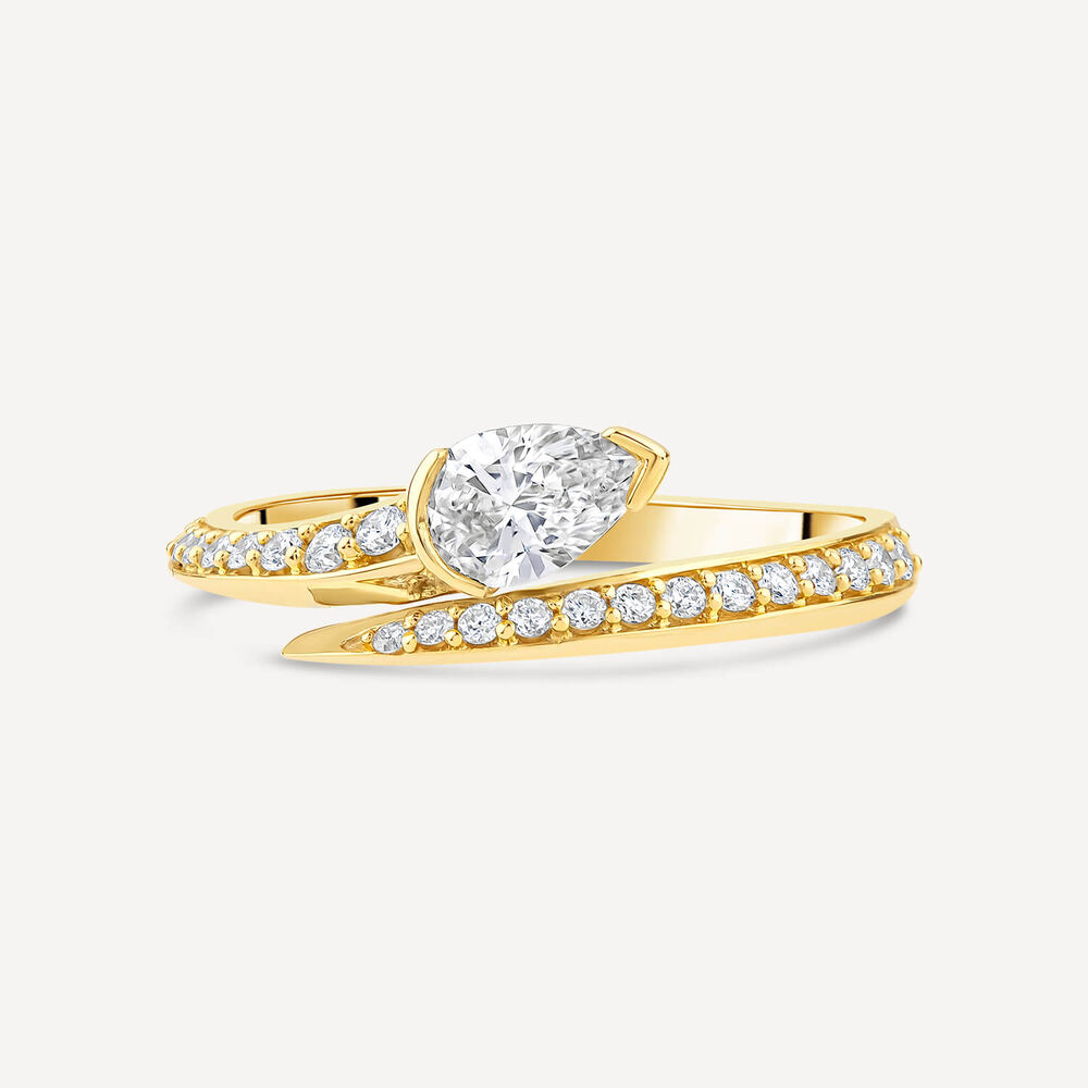 Born Kissed with Diamonds 9ct Yellow Gold Lab Grown 0.58ct Pear Diamond Twist Shaped Ring image number 1