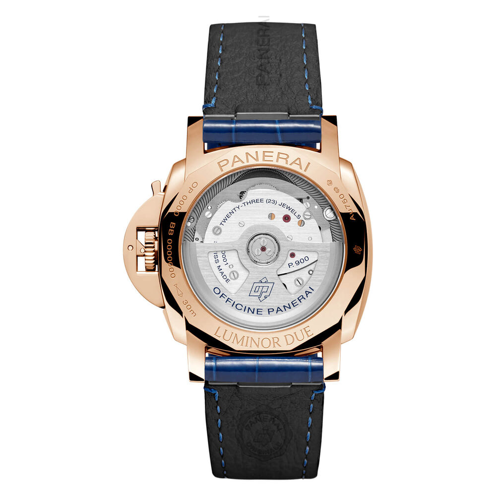 Panerai Luminor Due Luna Goldtech™ Madreperla 38mm Dial Blue Leather Strap Watch