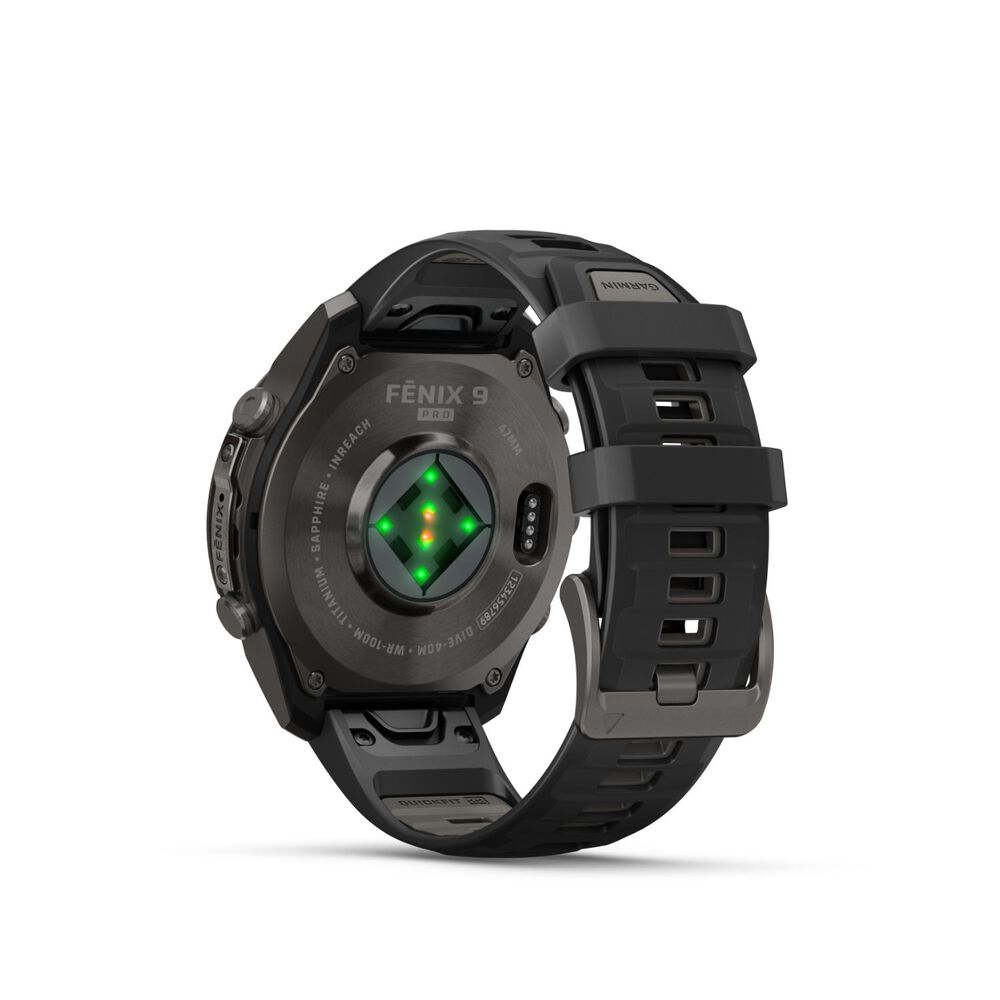 Garmin fenix 9 Pro 47mm Carbon Gray DLC Titanium Black/Pebble Grey Silicone Strap Watch