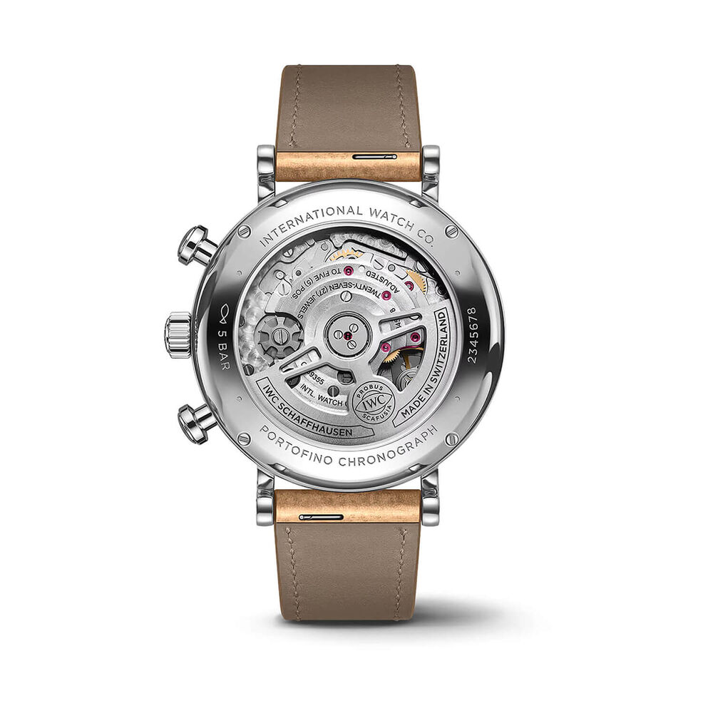 IWC Schaffhausen Portofino Chronograph 39mm White Dial Beige Leather Strap Watch image number 2