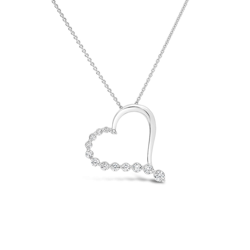 9ct White Gold 0.33ct Diamond Heart Journey Pendant