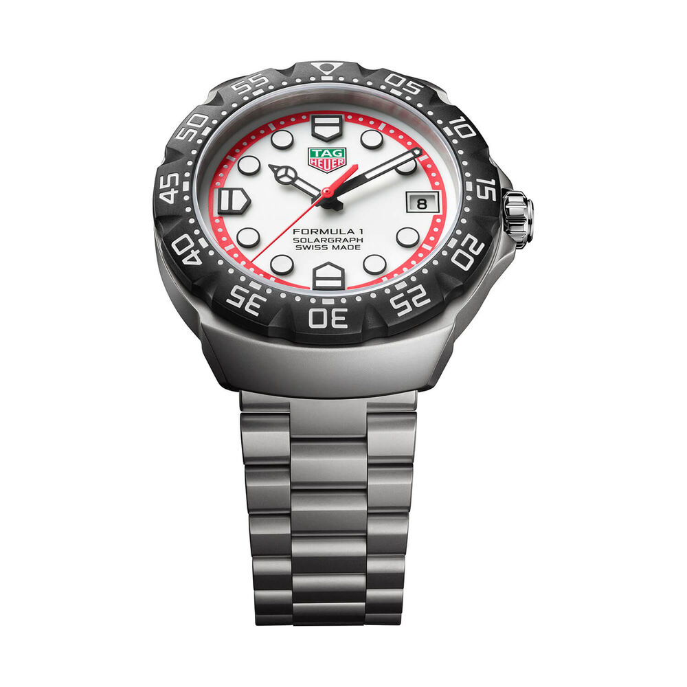 TAG Heuer Formula 1 Solargraph 38mm White Dial Black Bezel Steel Bracelet Watch