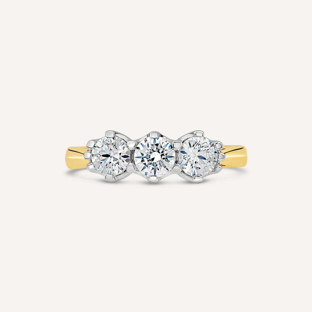 18ct Yellow Gold 1ct 3 Stone Diamond Ring image number 1