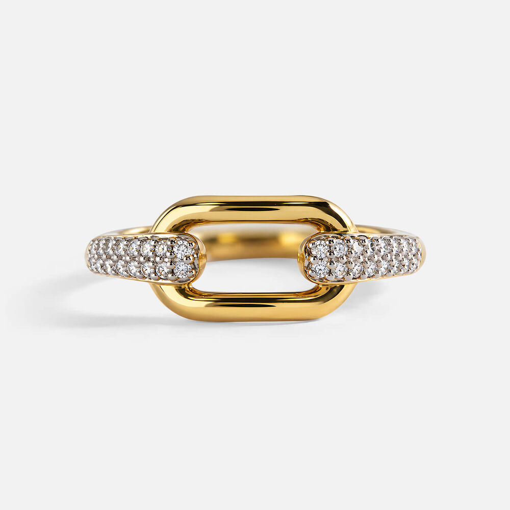 Born Contour 9ct Yellow Gold 0.16ct Lab Grown Diamond Open Rectangle Ring