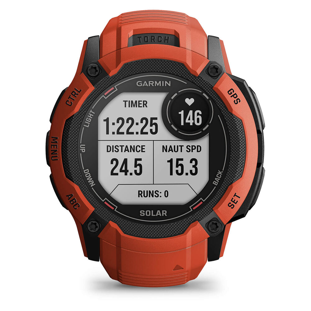 Garmin Instinct 2x Solar Flame Red 50mm Silicone Strap Watch image number 6
