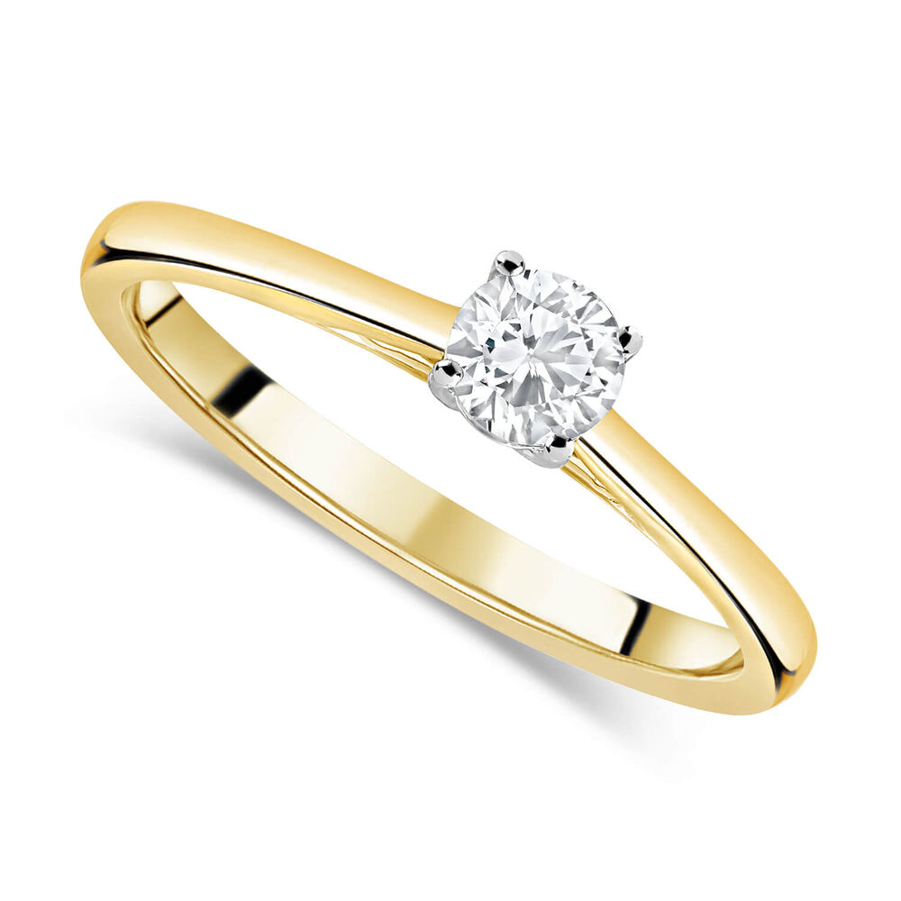 18ct Yellow Gold 0.25ct Round Diamond Tulip Setting Ring