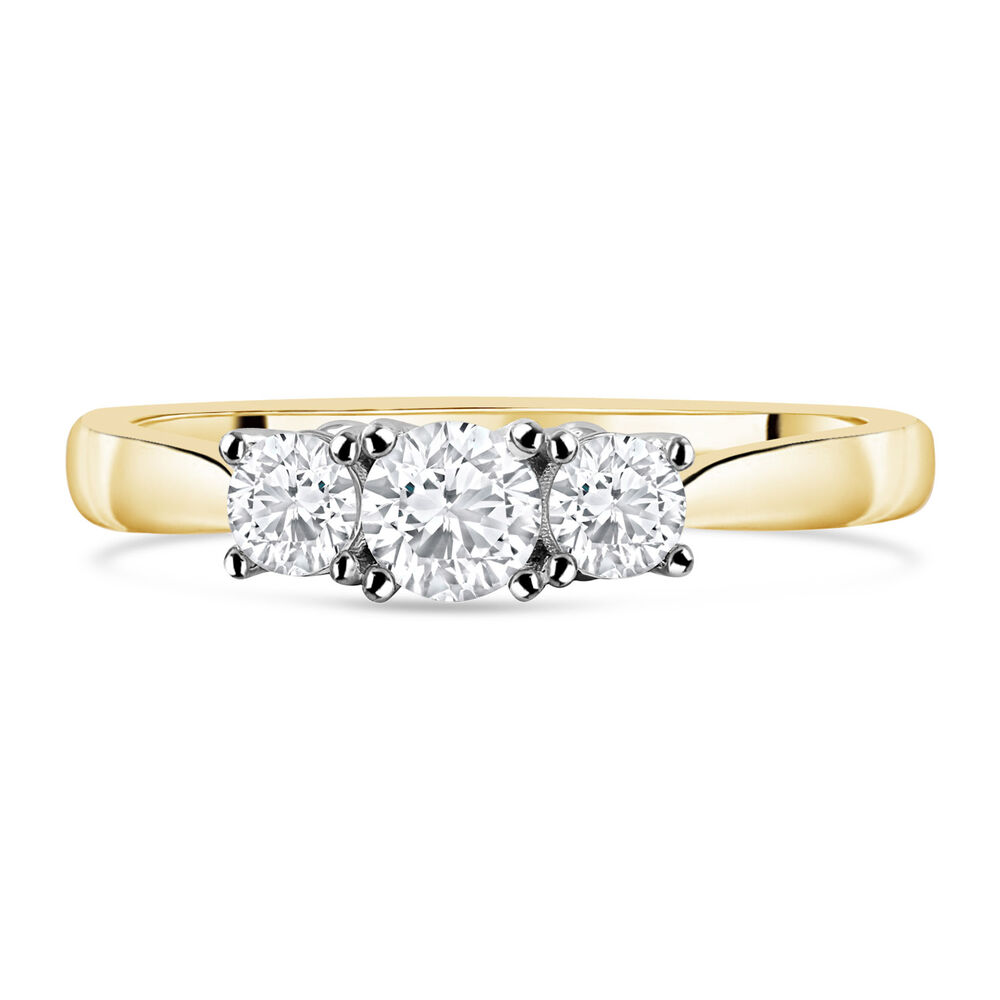 18ct Yellow Gold 0.50ct Diamond Trilogy Tulip Setting Ring image number 1