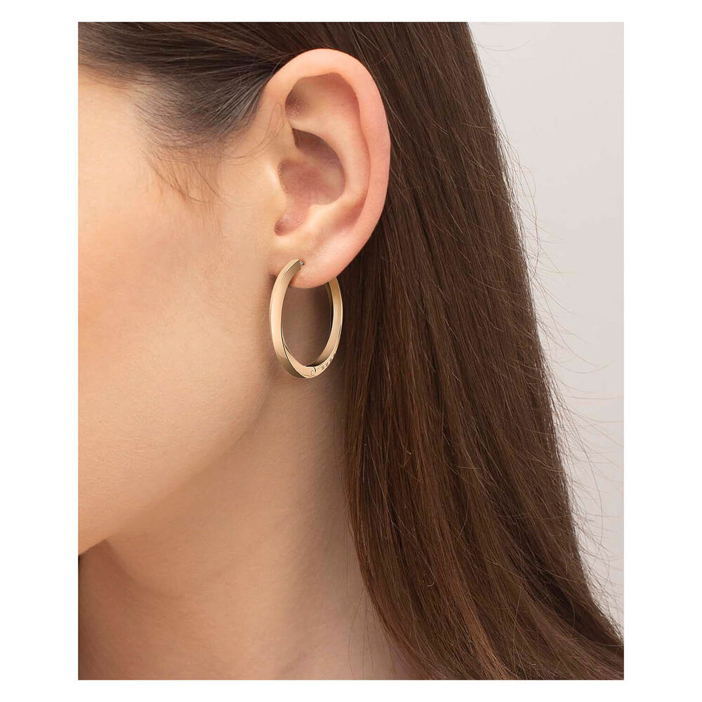 BOSS Ladies Rose Gold Plated Hoop Earrings image number 2