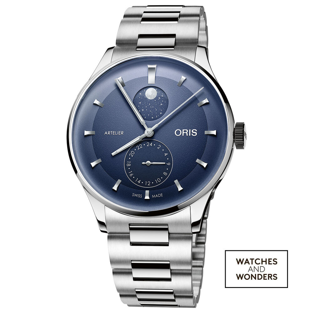 Oris Artelier Complication 39.5mm Blue Dial Steel Bracelet Watch
