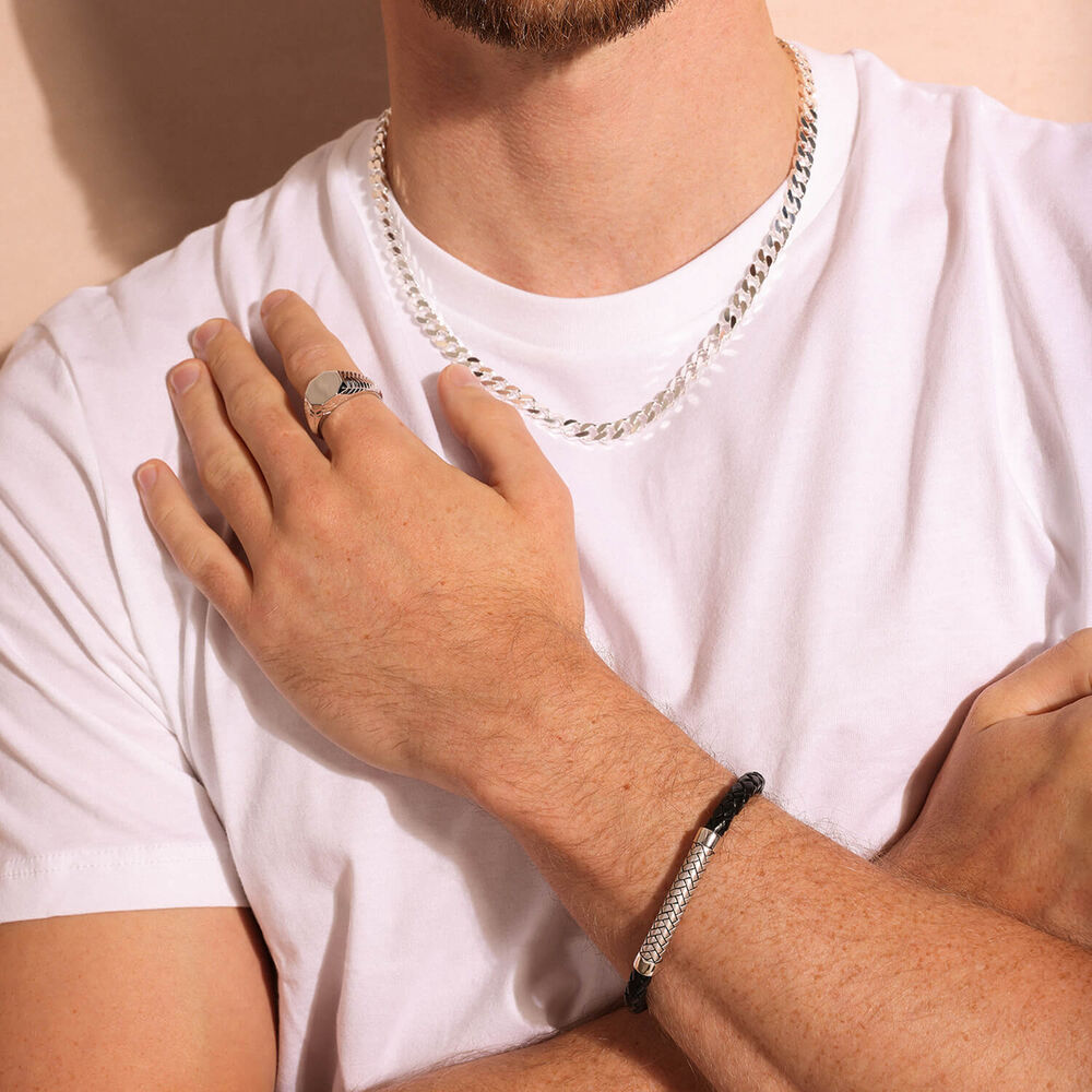 Sterling Silver Square Curb 20' Men's Chain image number 5