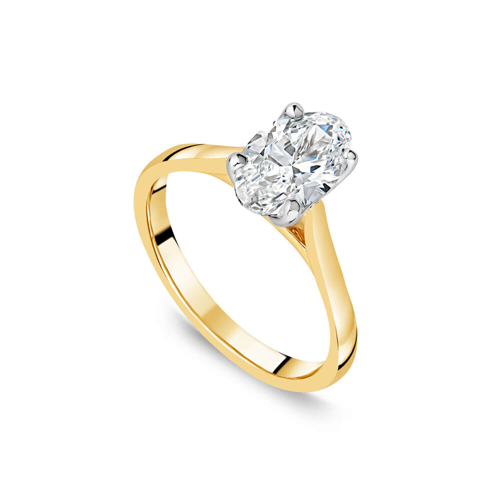 Born 18ct Yellow Gold Lab Grown  1.50ct Solitaire Oval Diamond Ring