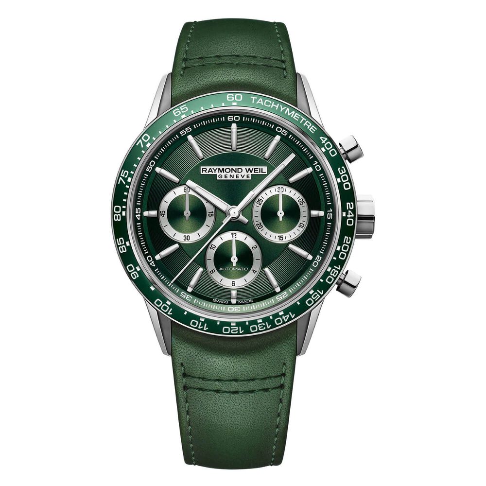 Raymond Weil Freelancer Chronograph 43.5mm Green Dial & Strap Watch