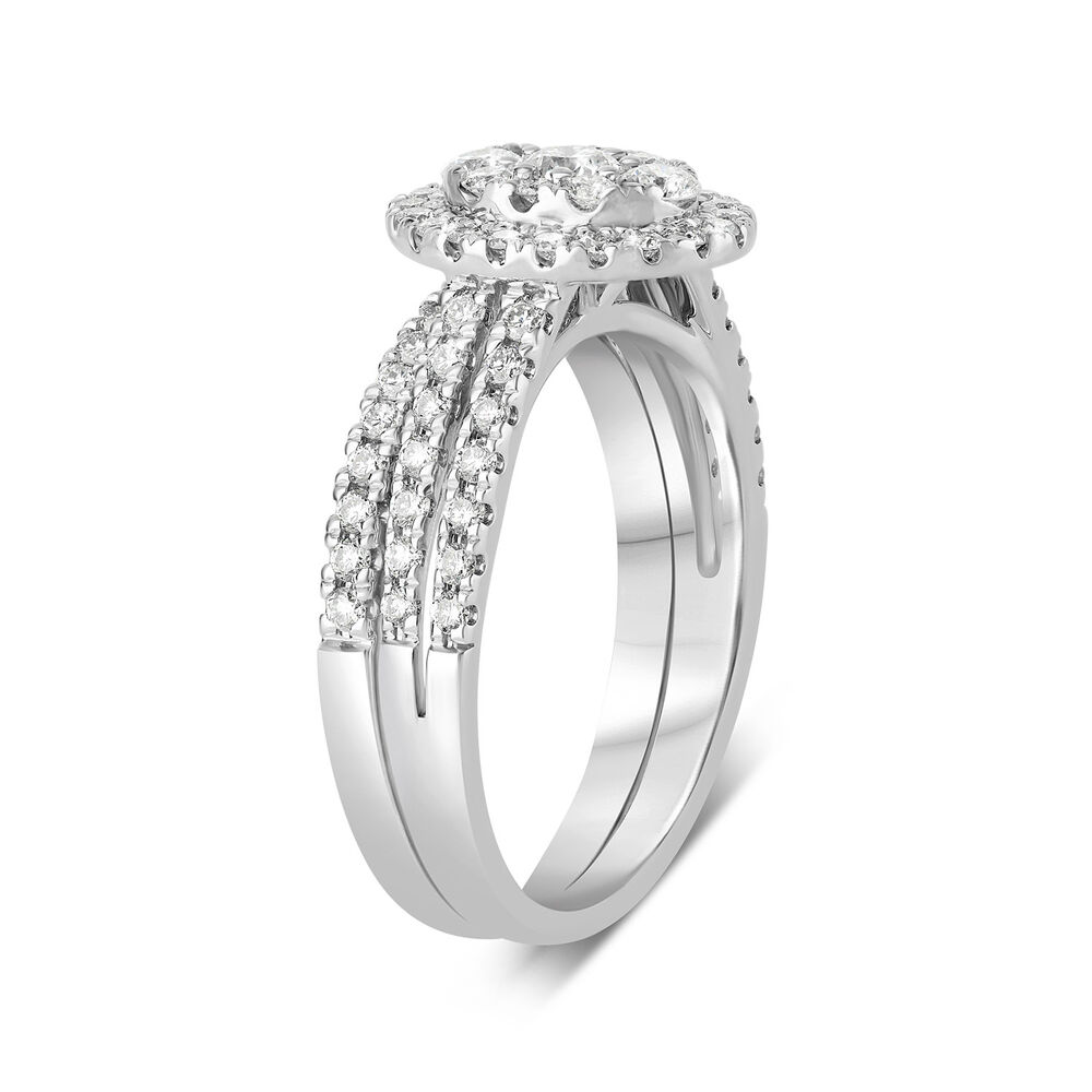 9ct White Gold 1.00ct Diamond Oval Cluster Bridal Set image number 3