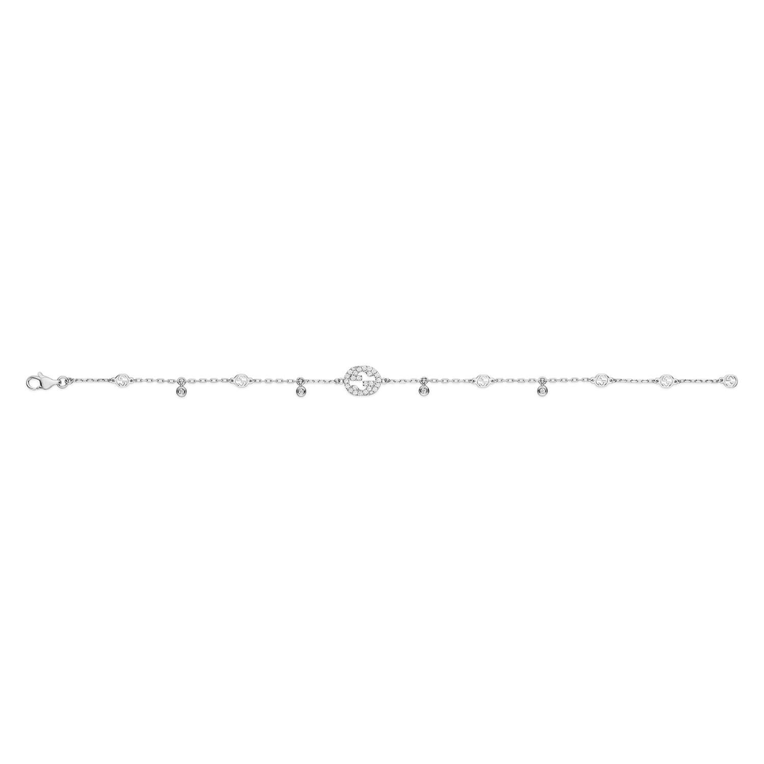 Gucci Interlocking G White Gold Diamond Bracelet