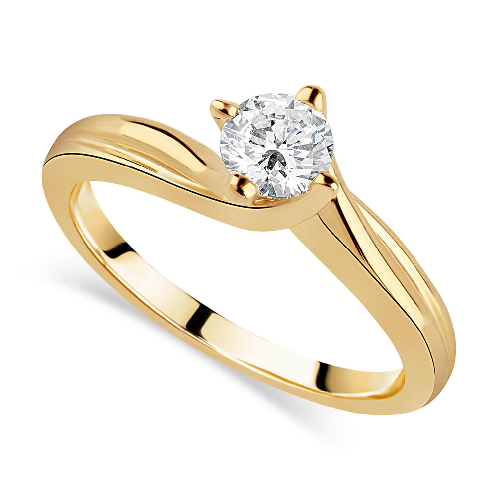 18ct Yellow Gold 0.33ct Diamond Four Claw Twist Ring image number 0