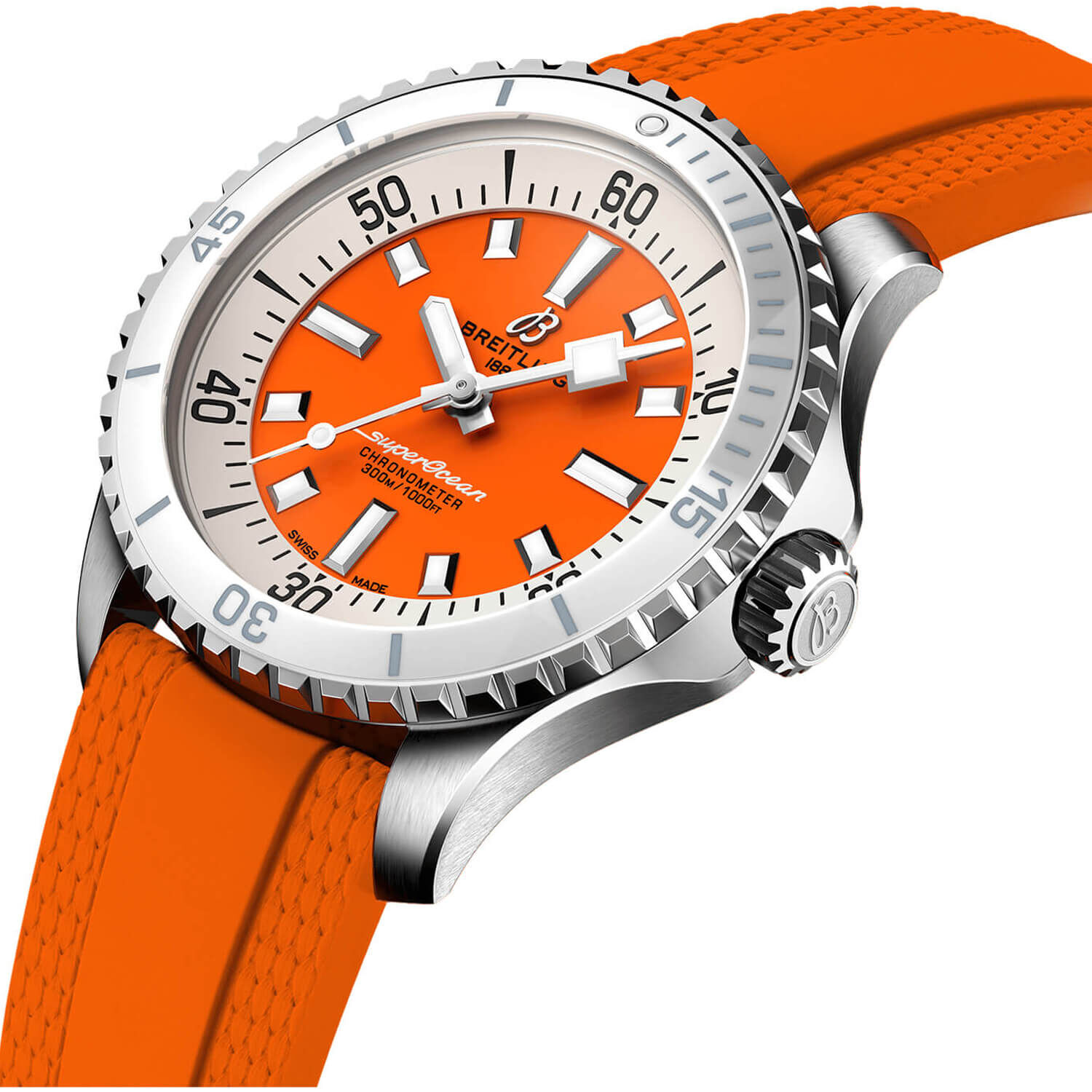 Breitling Superocean Automatic 36 Orange Dial Strap Watch