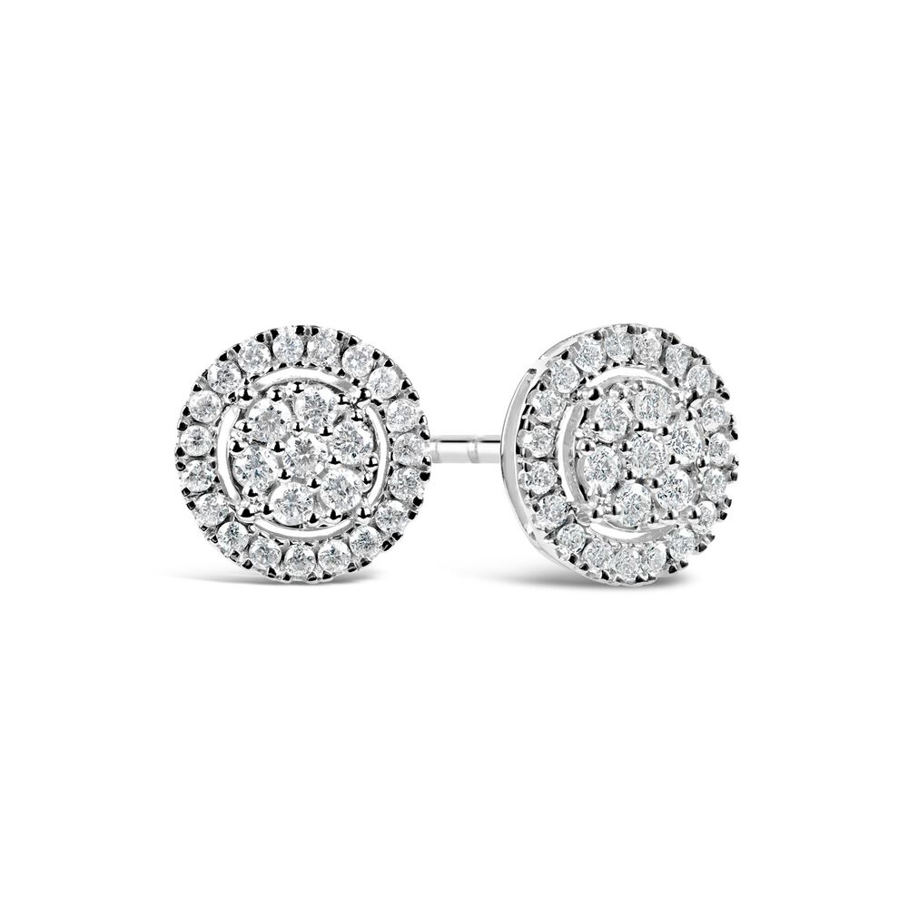9ct white gold 0.25 carat diamond halo stud earrings