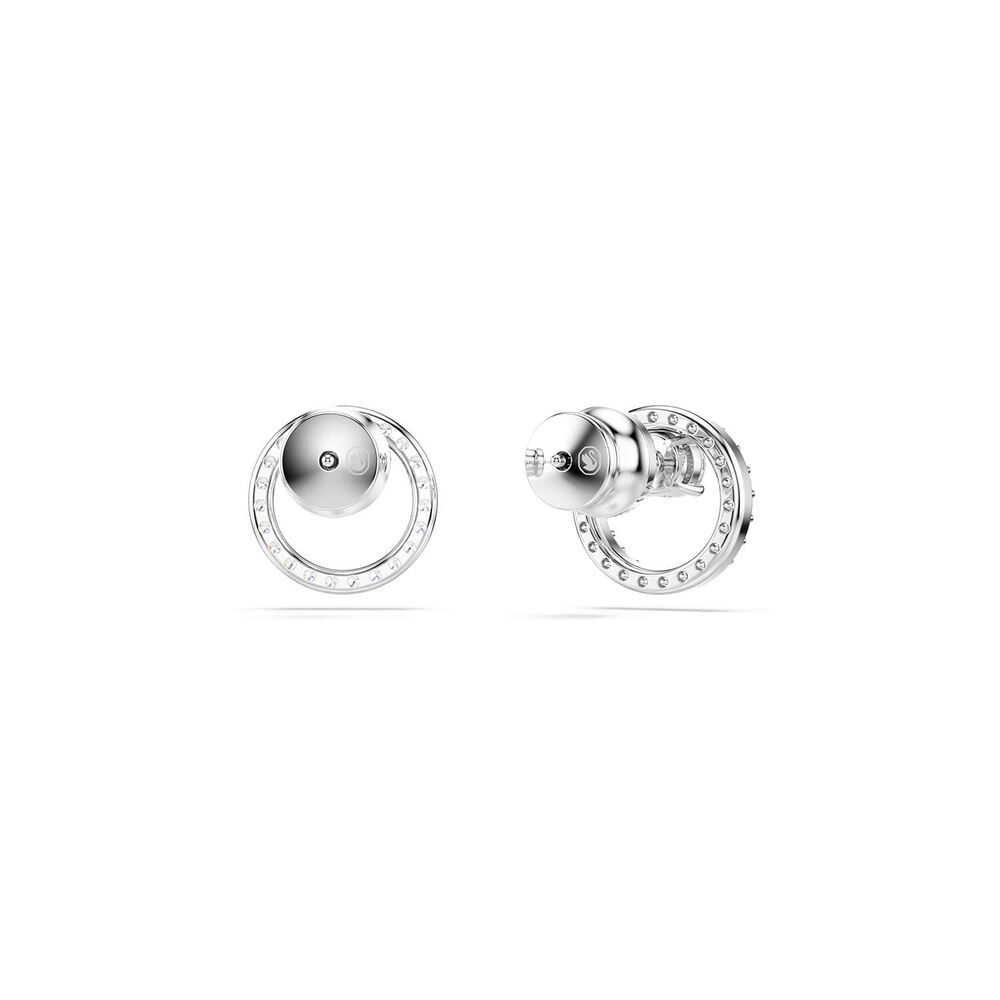 Swarovski Constella Cubic Zirconia Rhodium Plated Circle Stud Earrings