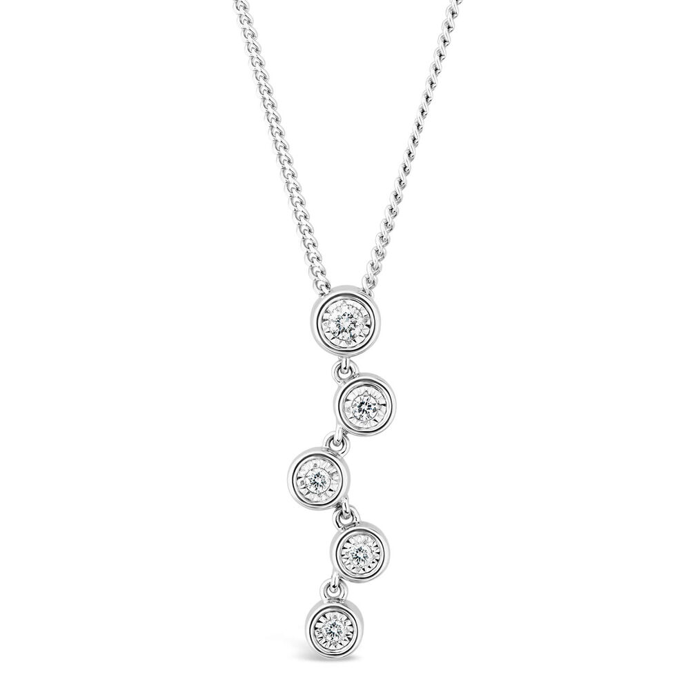 9ct White Gold 0.10ct Diamond Bubbles Pendant image number 0