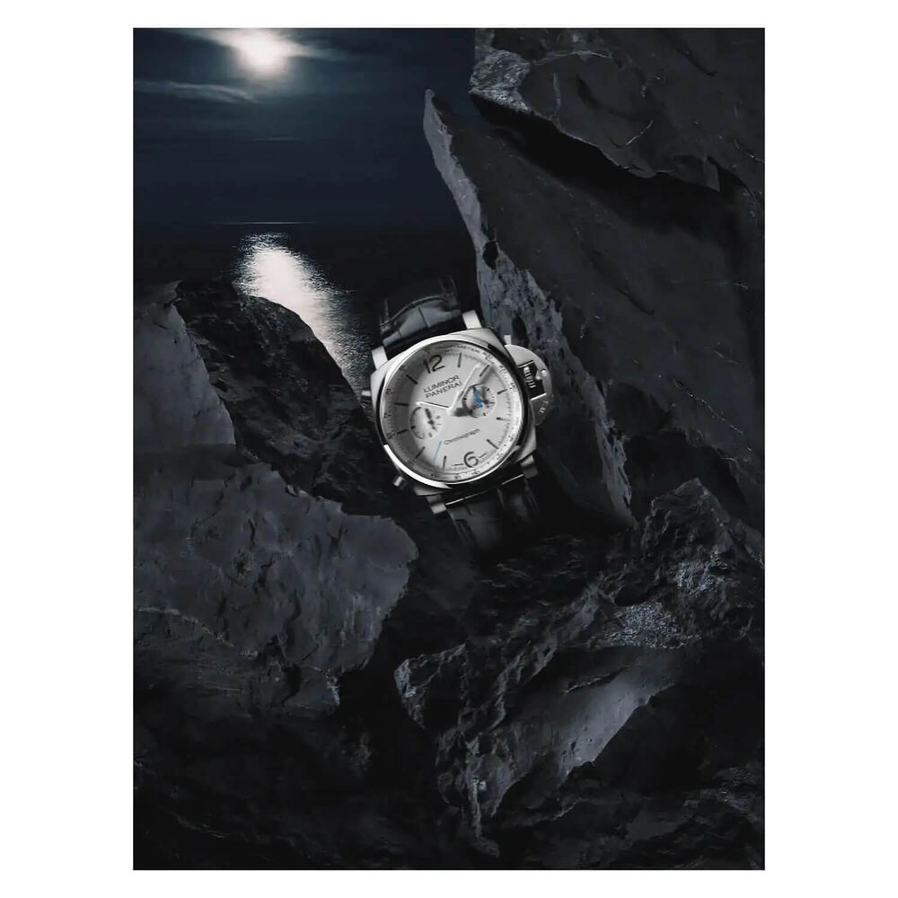 Panerai Luminor 44mm Chrono White Dial Black Strap Watch image number 5
