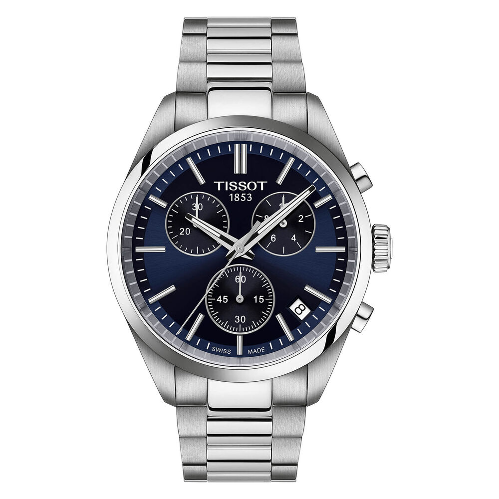 Tissot PR 100 Chronograph 40mm Blue Dial Steel Bracelet Watch image number 0