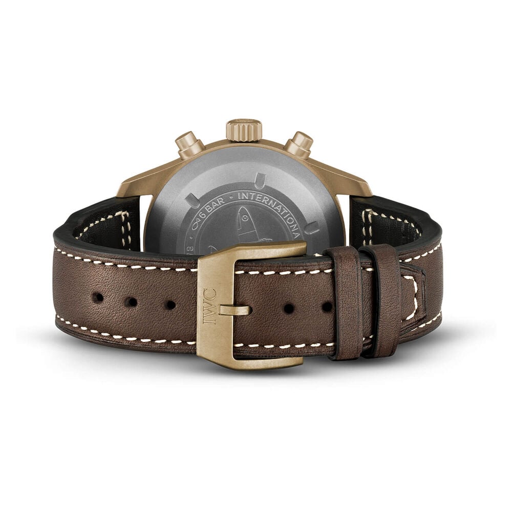 IWC Schaffhausen Pilot's Watch Chronograph Spitfire Green Dial Brown Strap Watch image number 3