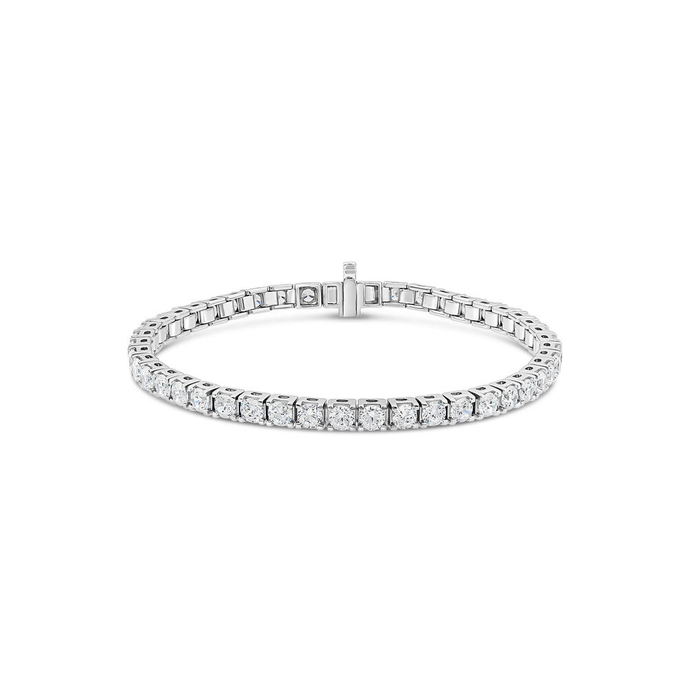 18ct White Gold 7ct Lab Grown Diamond Tennis Bracelet image number 0