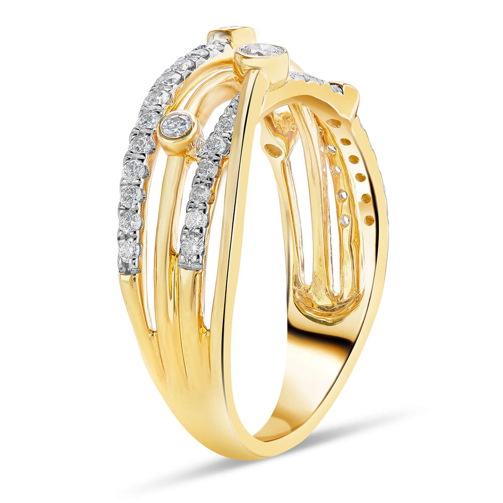 9ct Yellow Gold 0.50ct Diamond Crossover Bubble Ring image number 3