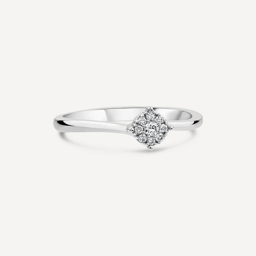 9ct White Gold 0.09ct Cluster Diamond Ring image number 2