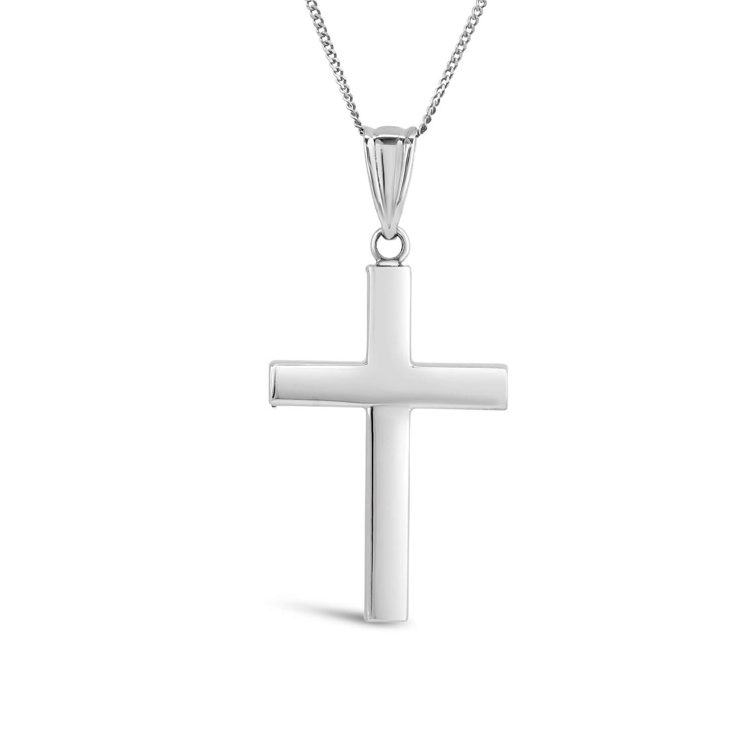 9ct White Gold Polished Plain Cross 