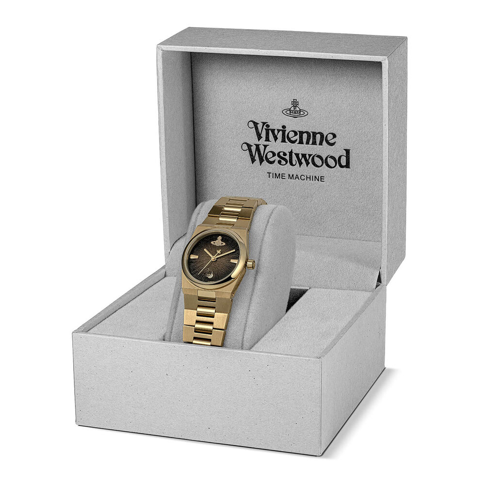 Vivienne Westwood The Hoxton 28mm Black Dial Gold Steel Bracelet Watch image number 6