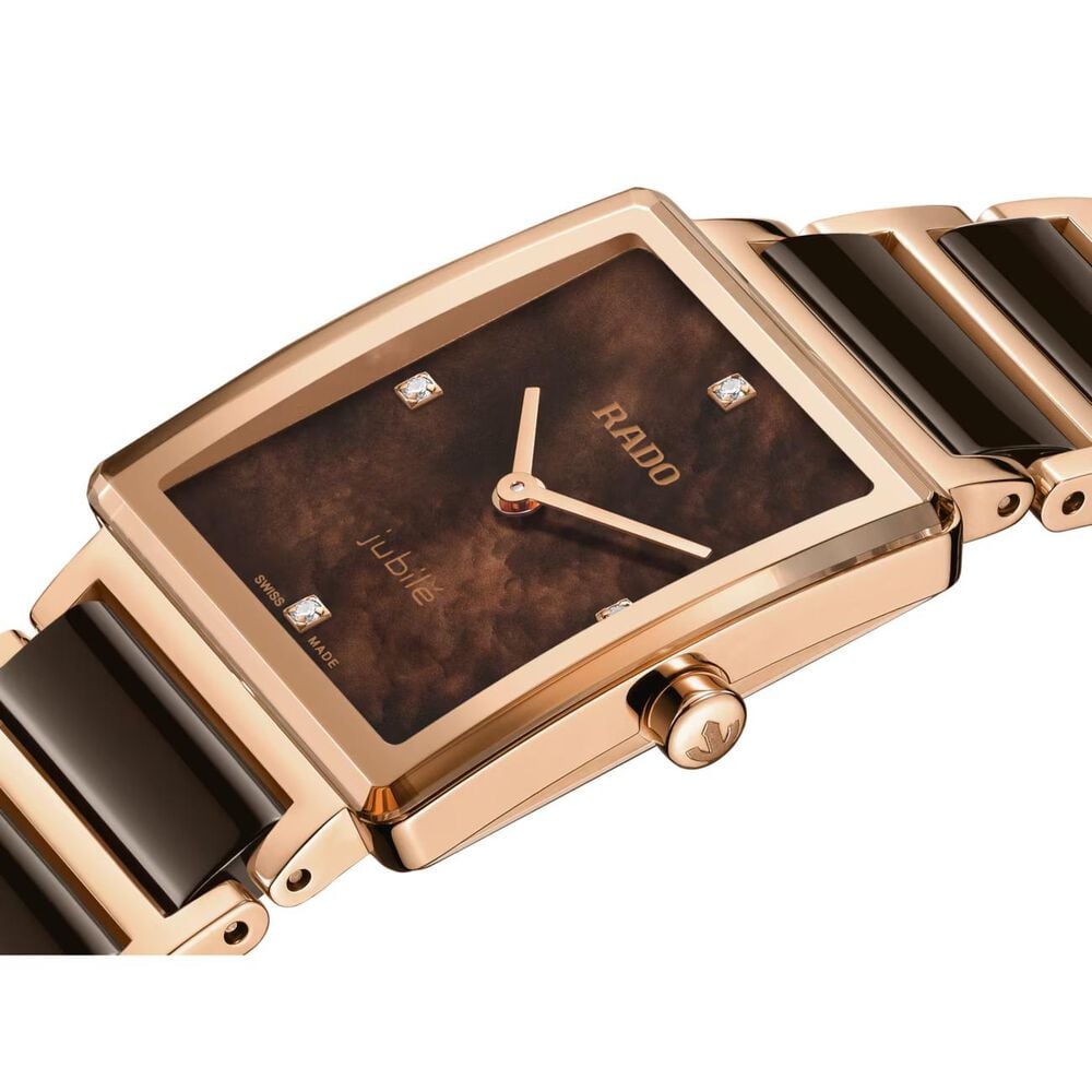 Rado Integral 23mm Brown Mother of Pearl Dial Two Tone Steel & Ceramic Bracelet Watch image number 1