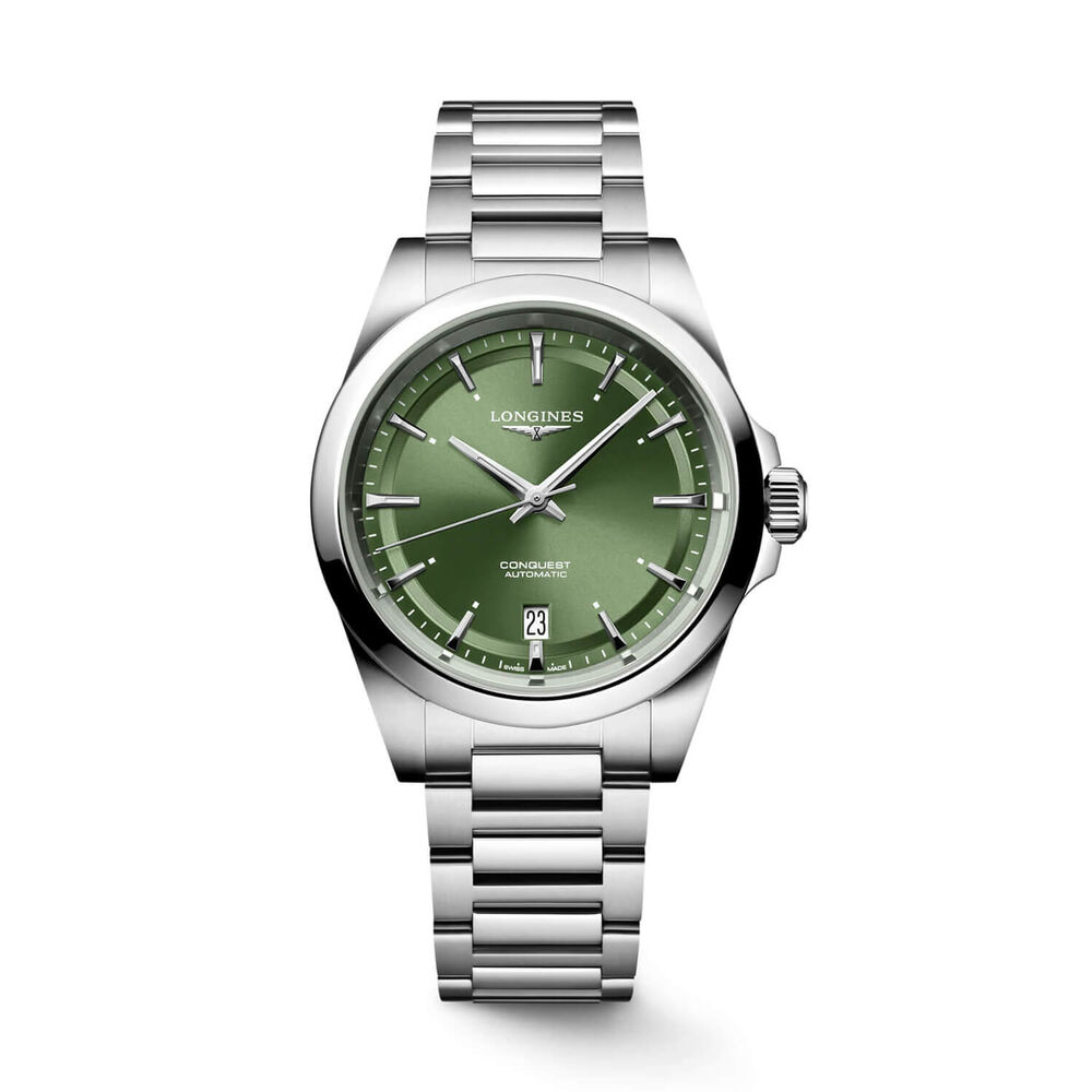 Longines Conquest 38mm Green Dial Steel Bracelet Watch image number 0