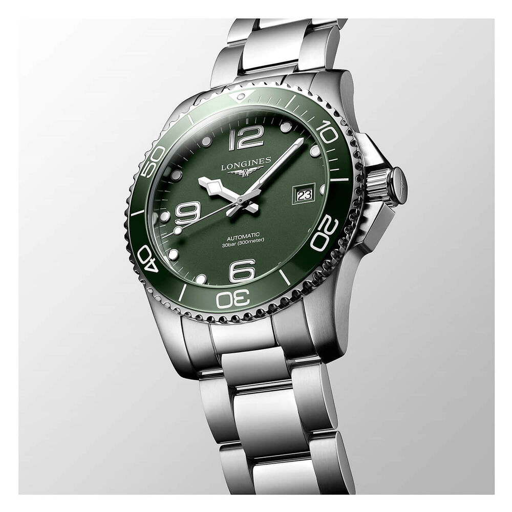 Longines HydroConquest Sports 41mm Khaki Steel Watch image number 3
