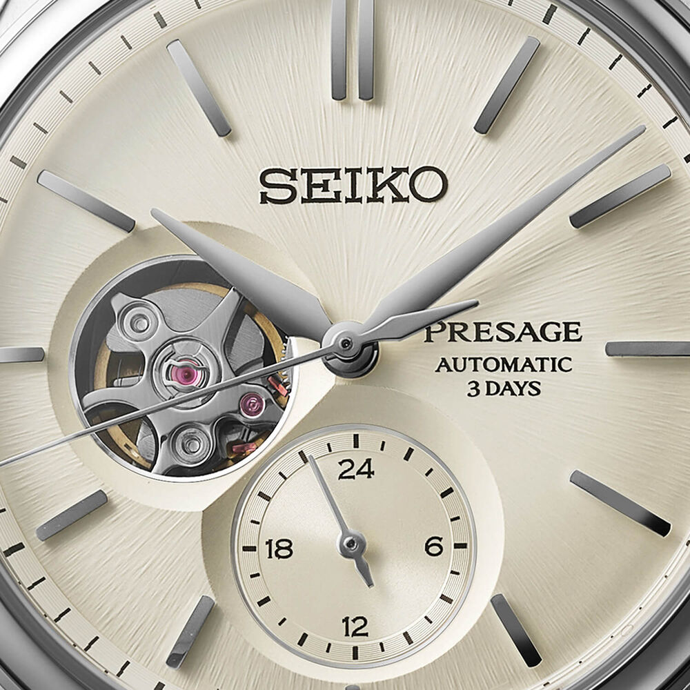 Seiko Presage Shiro-Iro 40.2mm Open Heart White Dial Stainless Steel Bracelet Watch