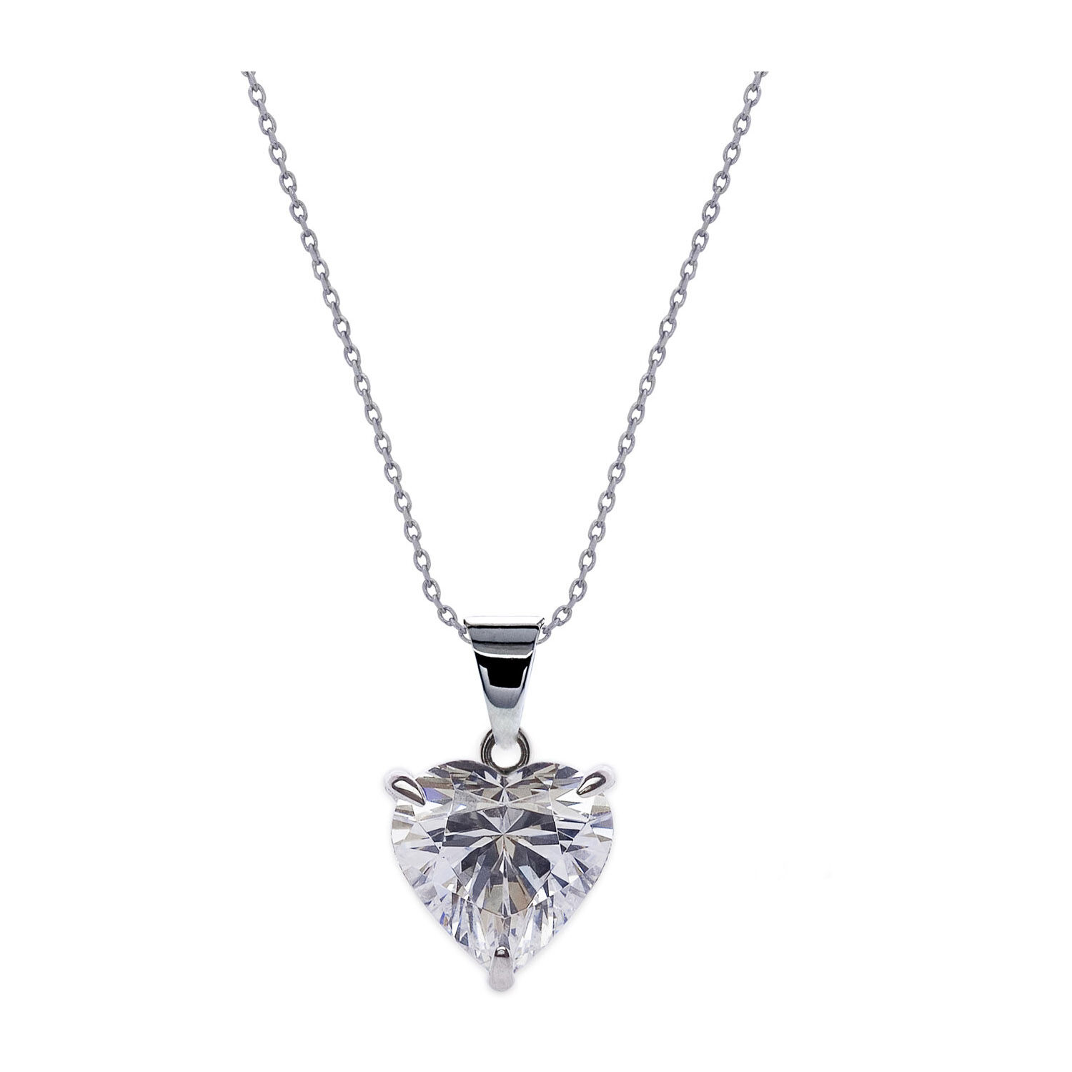 CARAT London 9ct White Gold Cubic Zirconia Heart Pendant at Fraser Hart