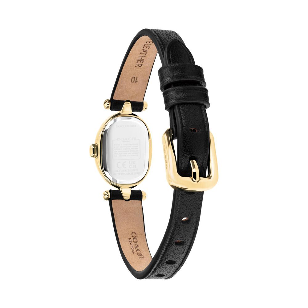 Coach Sammy 18x22.5mm Black Dial Gold Tone Case Leather Strap Watch