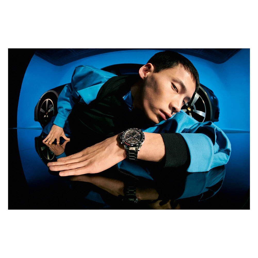 TAG Heuer Carrera Chronograph x Porsche 44mm Black Dial & Bezel Stainless Steel Bracelet Watch image number 7