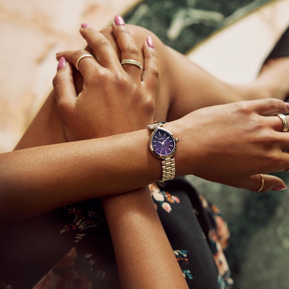 Citizen L Rainell 26x31mm Purple Dial Stainless Steel Bracelet Watch image number 5