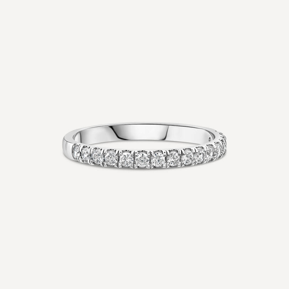 18ct White Gold 2mm Split Claw 0.25ct Diamond Wedding Ring image number 2
