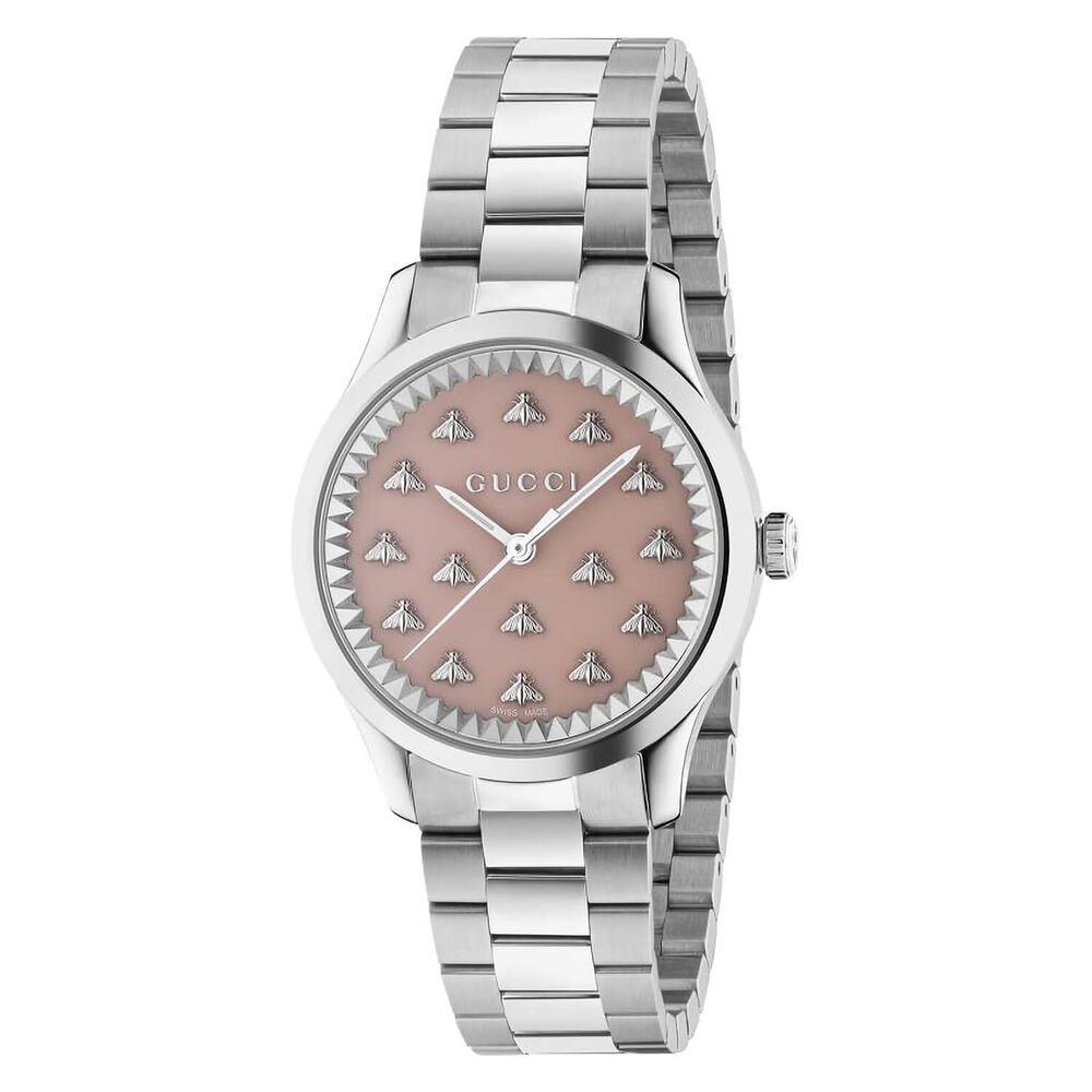 Gucci G-Timeless 32mm Pink Dial Steel Case Bracelet Watch image number 0
