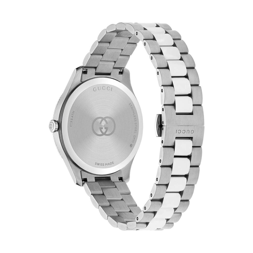Gucci G-Timeless 38mm Silver Dial Stainless Steel Bracelet Watch