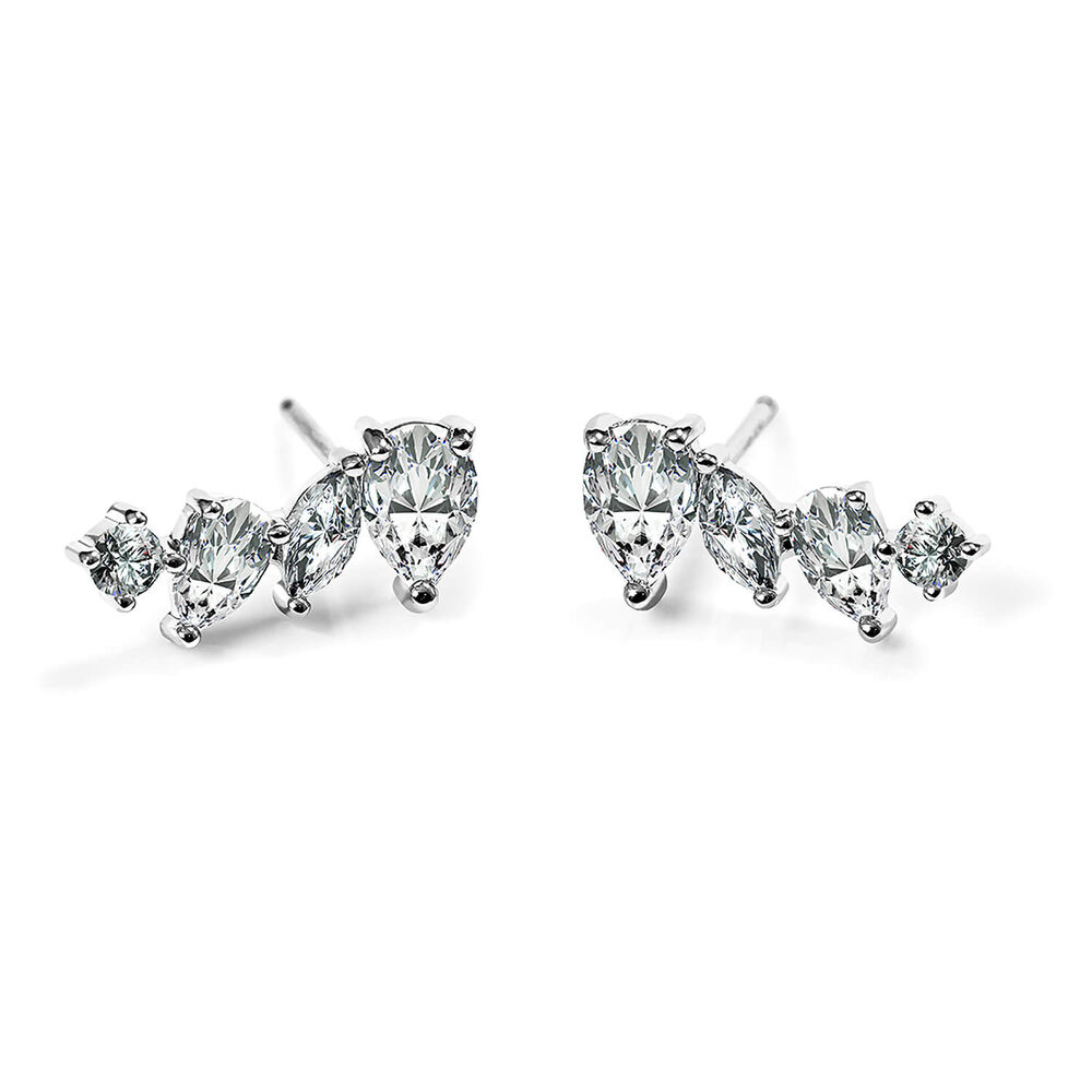 CARAT* London Silver  Abigail Marquise Cluster Stud Earrings image number 0