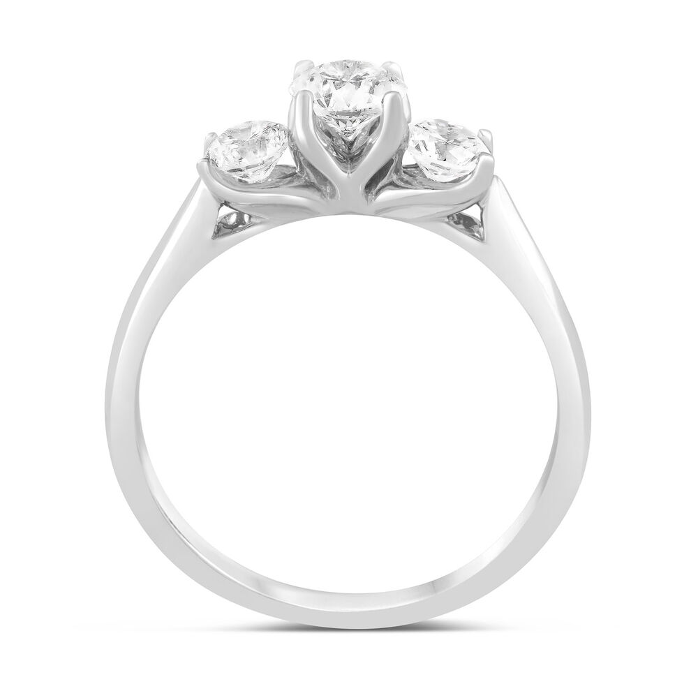 18ct white gold 0.75 carat diamond three stone ring image number 1